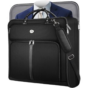MATEIN Mens Garment Bags for travel, Large Travel Suit Bag Up to 7 Suits with Strap, Wrinkle Free Carry On Garments Bag for Hanging Clothes, Business Suitcase Luggage Bag Fit 17.3 Inch Laptop, Black