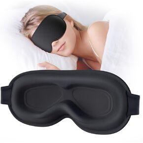 Sleep Mask for Men Women, Zero Pressure 3D Sleeping Mask, Cool Super Smooth Eye Cover, Light Blocking Soft Eye Shade Cover Memory Foam, Lightweight for Home Travel Use