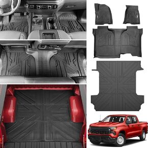 حصيرة سرير الشاحنة لعام 2019-2025 تشيفي سيلفرادو/GMC Sierra 1500 5.8 قدم كابينة سرير قصيرة بطانة جميع حصيرة شحن سرير من أجل 19-25 شيفروليه سيلفرادو/GMC Sierra 1500 ملحقات