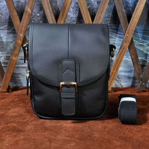 Le'aokuu Men Leather Fashion Mini Messenger Crossbody Bag Bag Designer Hook Organizer Weist Belt Bag Case Calcette in Kuwait