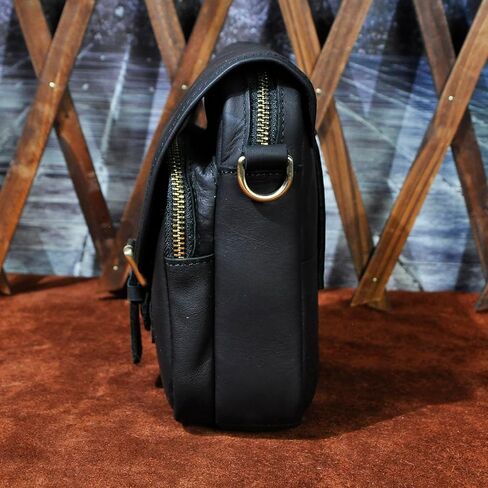 Le'aokuu Men Leather Fashion Mini Messenger Crossbody Bag Bag Designer Hook Organizer Weist Belt Bag Case Calcette in Kuwait