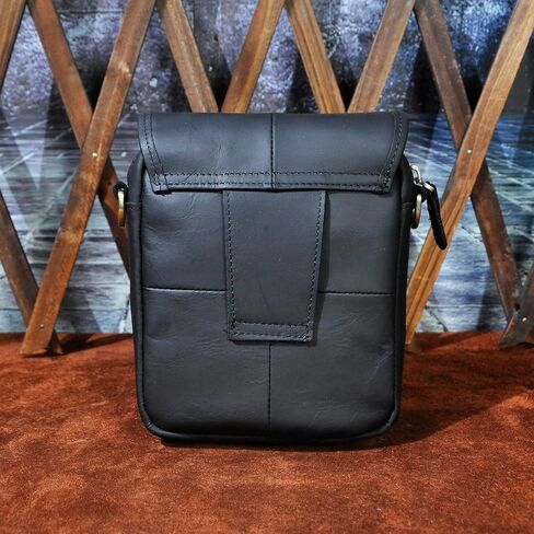 Le'aokuu Men Leather Fashion Mini Messenger Crossbody Bag Bag Designer Hook Organizer Weist Belt Bag Case Calcette in Kuwait
