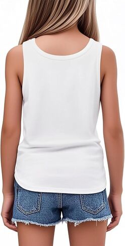 Girls Sleeveless Tank Tops Round Neck Basic Tees Summer Tanks Cute Top 5-14 Years in Saudi Arabia