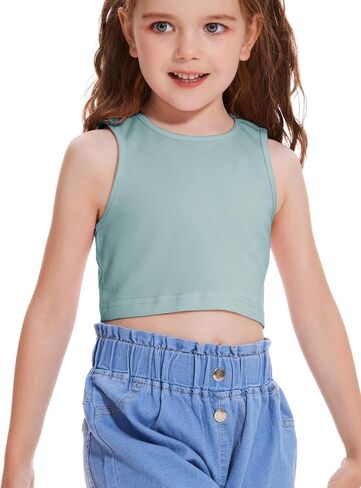 Girls Summer Tank Tops Sleeveless Loose Fit Basic Shirts Cute Athletic Crew Neck Blouse in Saudi Arabia