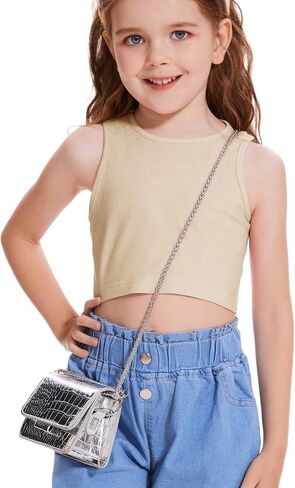 Girls Summer Tank Tops Sleeveless Loose Fit Basic Shirts Cute Athletic Crew Neck Blouse in Saudi Arabia