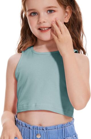 Girls Summer Tank Tops Sleeveless Loose Fit Basic Shirts Cute Athletic Crew Neck Blouse in Saudi Arabia