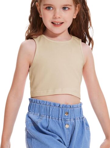 Girls Summer Tank Tops Sleeveless Loose Fit Basic Shirts Cute Athletic Crew Neck Blouse in Saudi Arabia