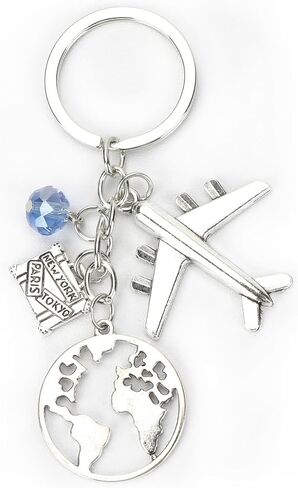 Compass Keychain Airplane Keychains Travel Gifts Earth Key Chram Friendship Keyring Angel Keycharms Trip Keycharm in Kuwait