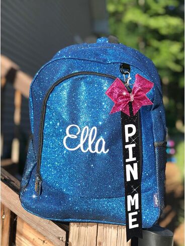 Aileam 6 PCS Cheer Pin Me Ribbon Cheer Bag Bow Keychain with Rhinestones in Neon Pink/Black for Teen Girls Cheerleading Sports Accessory in Saudi Arabia