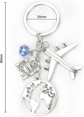 Compass Keychain Airplane Keychains Travel Gifts Earth Key Chram Friendship Keyring Angel Keycharms Trip Keycharm in Kuwait