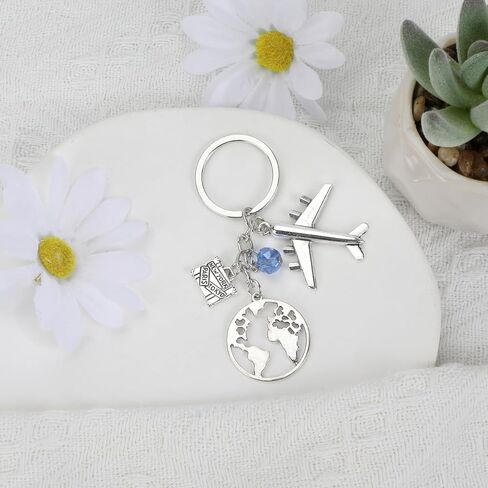 Compass Keychain Airplane Keychains Travel Gifts Earth Key Chram Friendship Keyring Angel Keycharms Trip Keycharm in Kuwait
