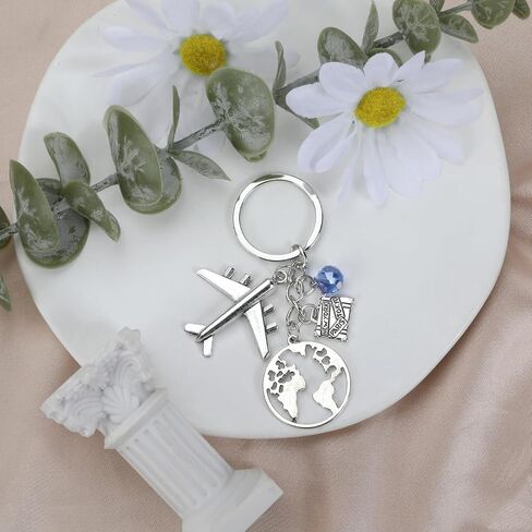 Compass Keychain Airplane Keychains Travel Gifts Earth Key Chram Friendship Keyring Angel Keycharms Trip Keycharm in Kuwait