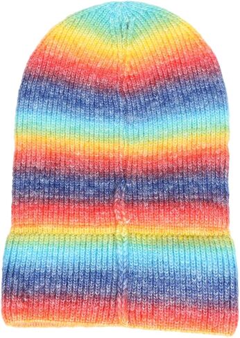 Unisex Trendy Multicolored Rainbow Beanie Hat Knit Winter Stretchable Warm in Saudi Arabia