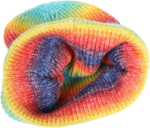 Unisex Trendy Multicolored Rainbow Beanie Hat Knit Winter Stretchable Warm in Saudi Arabia