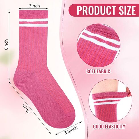 20 Pairs Colorful Striped Crew Socks Athletic Crew Solid Color Striped Cotton Tube Half Women Men Socks in Kuwait