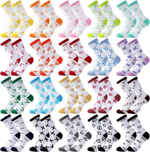 20 Pairs Colorful Striped Crew Socks Athletic Crew Solid Color Striped Cotton Tube Half Women Men Socks in Kuwait