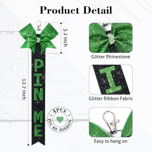 Aileam 6 PCS Cheer Pin Me Ribbon Cheer Bag Bow Keychain with Rhinestones in Neon Pink/Black for Teen Girls Cheerleading Sports Accessory in Kuwait