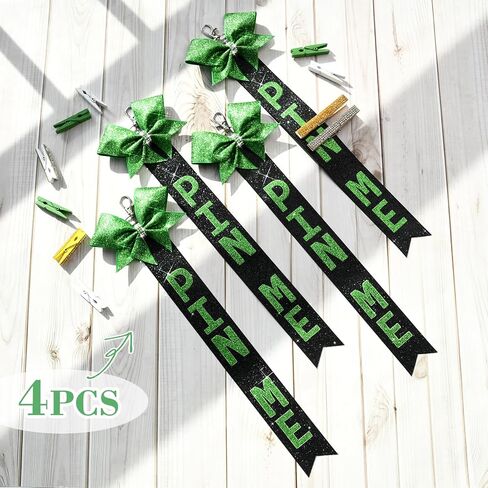 Aileam 6 PCS Cheer Pin Me Ribbon Cheer Bag Bow Keychain with Rhinestones in Neon Pink/Black for Teen Girls Cheerleading Sports Accessory in Kuwait