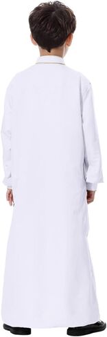Idopip Muslim Thobe for Boys Kids Long Sleeve الإسلامية العربية Kaftan Robe التطريز على ملابس الصلاة في الشرق الأوسط مع جيوب in Kuwait