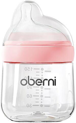 Baby Bottles with Slow Off-Centered Nipple for 0+ Months, Anti Colic Newborn Milk Feeding Bottle, 150ml/5oz/Pink/2Pack in Kuwait