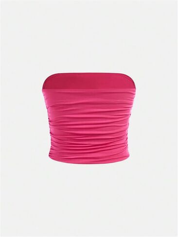 Floerns Girl's Basic Sleeveless Bandeau Kids Strapless Ruched Tube Tops in Kuwait