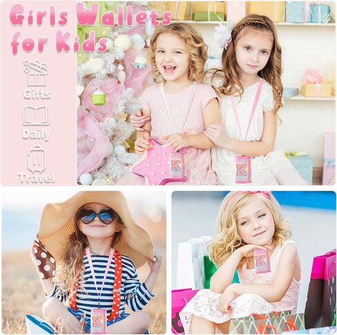 Girls Wallets for Kids 2 3 4 5 6 7 8 9 10 Year Old, Personalized Initial Purse for Teen Girls, Small Cute Letter Trifold Wallet Rainbow Glitter Toddler Coin Pocket with Magic Sticker Gifts(Pink-P) in Kuwait