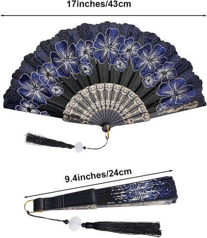 choyaxo Folding Hand Fan Flowers Pattern Handheld Chinese Folding Fan for Costume Weddings Dancing Party DIY Bridal Hand Fan (White) in Saudi Arabia