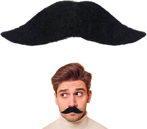 Yan Dream Black Stick On Mustache for Men Self Adhesive Classic Halloween Fake Mustaches in Saudi Arabia