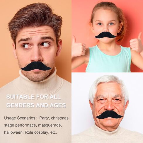 Yan Dream Black Stick On Mustache for Men Self Adhesive Classic Halloween Fake Mustaches in Saudi Arabia