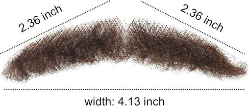 Realistic Human Hair Mustache & Beard for Men, Thick Fake Beard with Invisible Lace, Fake Mustache Ideal for Cosplay, Halloween Costumes, and Themed Parties (Brown) in Kuwait
