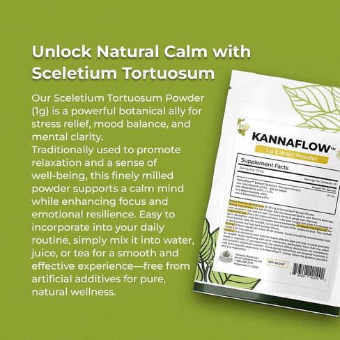 Lab Refined Sceletium Tortuosum Extract | 5.5% Active Alkaloid - 25mg per Serving - Includes a Convenient dosing Spoon for Effective dosing - (1 Gram) in Saudi Arabia