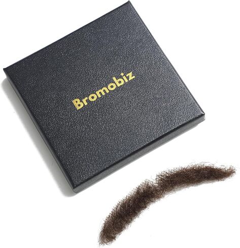 Realistic Human Hair Mustache & Beard for Men, Thick Fake Beard with Invisible Lace, Fake Mustache Ideal for Cosplay, Halloween Costumes, and Themed Parties (Brown) in Kuwait