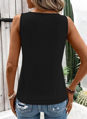 LOLONG Womens Tank Tops Summer Sleeveless Ribbed Knit Sexy Shirts Casual Cut Out Ring Keyhole Neck Tanks in Saudi Arabia