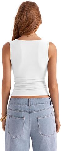 Womens Boat Neck Tank Tops Sleeveless Slim Fit Shirts Summer Going Out Y2K Fashion Outfit Clothes in Kuwait