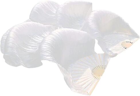 Silk Belly Dance Fan,Women Handmade Silk Long Belly Dance Fan Veils 1 Pair (Left+Right),Belly Dancing Long Folding Fans,for Dance Performance Art Performance in Kuwait