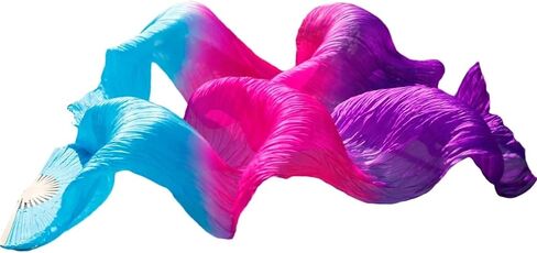 Silk Belly Dance Fan,Women Handmade Silk Long Belly Dance Fan Veils 1 Pair (Left+Right),Belly Dancing Long Folding Fans,for Dance Performance Art Performance in Kuwait