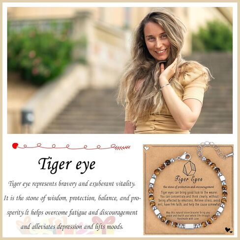 Healing Natural Stone Bracelets for Women, Unique Gift Ideas with Inspirational Card for Birthday Mother Day Graduation in Saudi Arabia