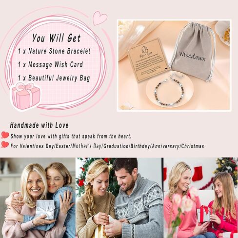 Healing Natural Stone Bracelets for Women, Unique Gift Ideas with Inspirational Card for Birthday Mother Day Graduation in Saudi Arabia