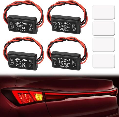 4 PCS GS-100A Light Light Light Flasher Strobe ، 12V-24V Light Light Light Tail Stop Light Flash Strobe ، وحدة تحكم Flash Module LED لسيارات الدراجات النارية شاحنات ضوء الفرامل. in Kuwait
