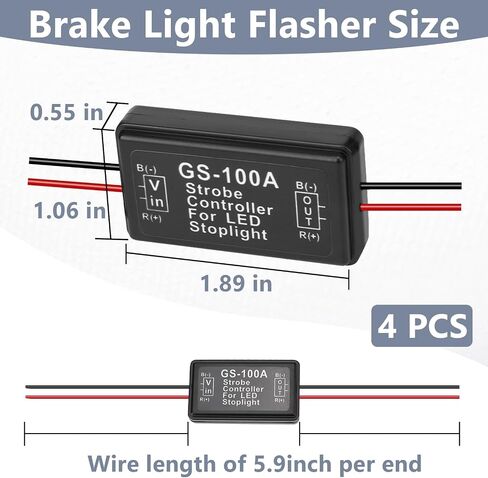 4 PCS GS-100A Light Light Light Flasher Strobe ، 12V-24V Light Light Light Tail Stop Light Flash Strobe ، وحدة تحكم Flash Module LED لسيارات الدراجات النارية شاحنات ضوء الفرامل. in Kuwait