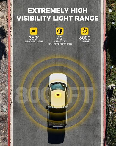 Xprite White Amber Rooftop Emergency Strobe Light Bar, Beacon Safety Flashing Warnin Lights w/Control Panel Magnetic Base for Construction Trucks Plows Postal Security Cars in Kuwait