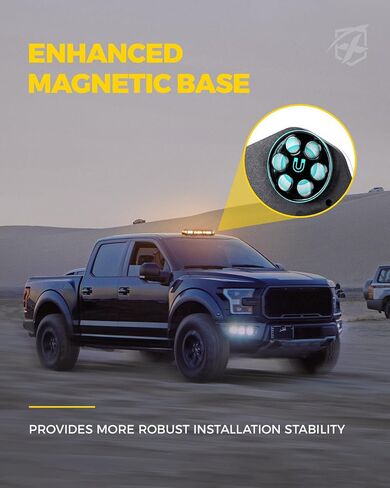 Xprite White Amber Rooftop Emergency Strobe Light Bar, Beacon Safety Flashing Warnin Lights w/Control Panel Magnetic Base for Construction Trucks Plows Postal Security Cars in Kuwait