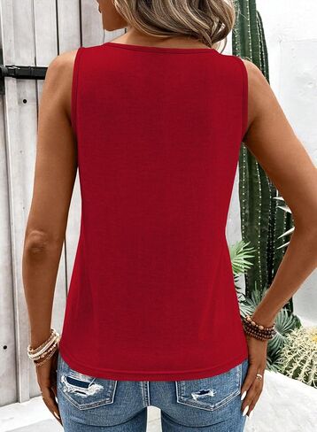 LOLONG Womens Tank Tops Summer Sleeveless Ribbed Knit Sexy Shirts Casual Cut Out Ring Keyhole Neck Tanks in Saudi Arabia