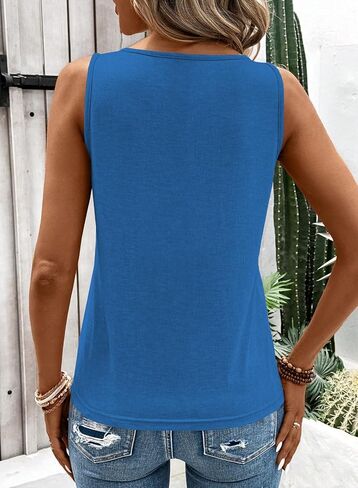 LOLONG Womens Tank Tops Summer Sleeveless Ribbed Knit Sexy Shirts Casual Cut Out Ring Keyhole Neck Tanks in Saudi Arabia