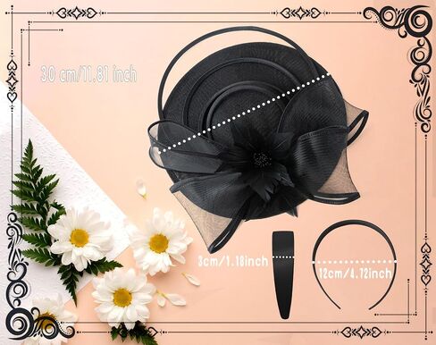 dressfan Womens Church Derby Fascinator Hats,20s 50s Linen Feather Vintage Feather Wedding Tea Party Derby Hats in Saudi Arabia