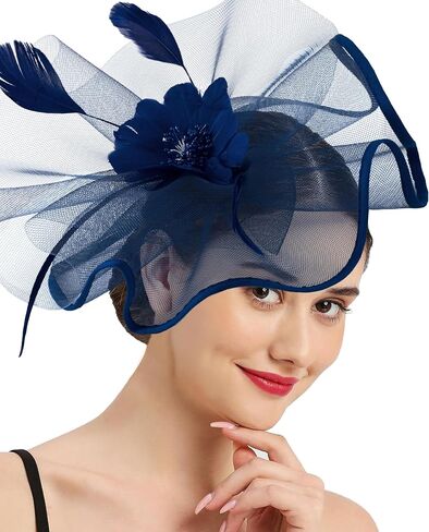 حزب الشاي قبعات fascinator للسيدات 50s زهور ريش أزياء رأس الديربي القبعات لحفل كوكتيل حفل الزفاف in Kuwait