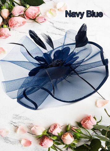 حزب الشاي قبعات fascinator للسيدات 50s زهور ريش أزياء رأس الديربي القبعات لحفل كوكتيل حفل الزفاف in Kuwait