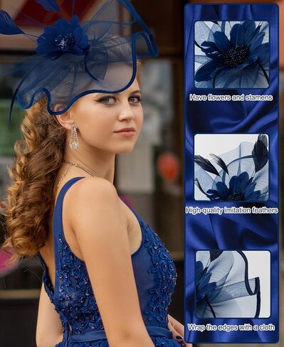 حزب الشاي قبعات fascinator للسيدات 50s زهور ريش أزياء رأس الديربي القبعات لحفل كوكتيل حفل الزفاف in Kuwait
