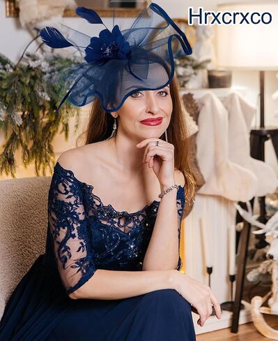 حزب الشاي قبعات fascinator للسيدات 50s زهور ريش أزياء رأس الديربي القبعات لحفل كوكتيل حفل الزفاف in Kuwait