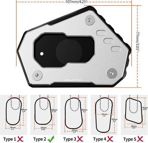 Compatible with BMW R1250GS R1250 GS Adventure Rallye R1200GS LC R1200 GS ADV Motorcycle Accessories Kickstand Pad Foot Side Stand Extension Plate (Black) in Saudi Arabia